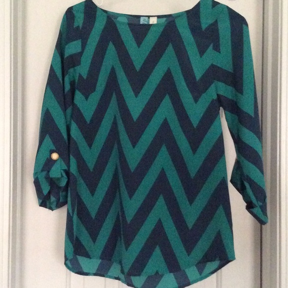 Navy and green chevron shirt