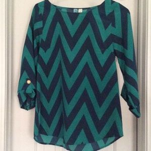 Navy and green chevron shirt