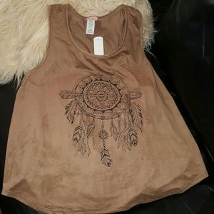 Tribal Faux Suade Top