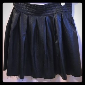 Black faux leather skater skirt