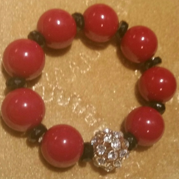🎁🎄Christmas Present🎄🎁 RED,BLACK & RHINESTONE BRACELET - Picture 2 of 4
