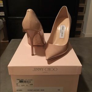 Jimmy Choo Abel Nude Patent Pump Heels Size 5