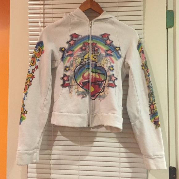 Cozy graffiti zip up sweater