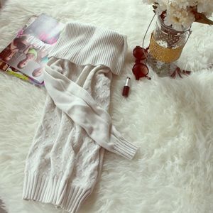 Dropped-sleeves shoulder sweater