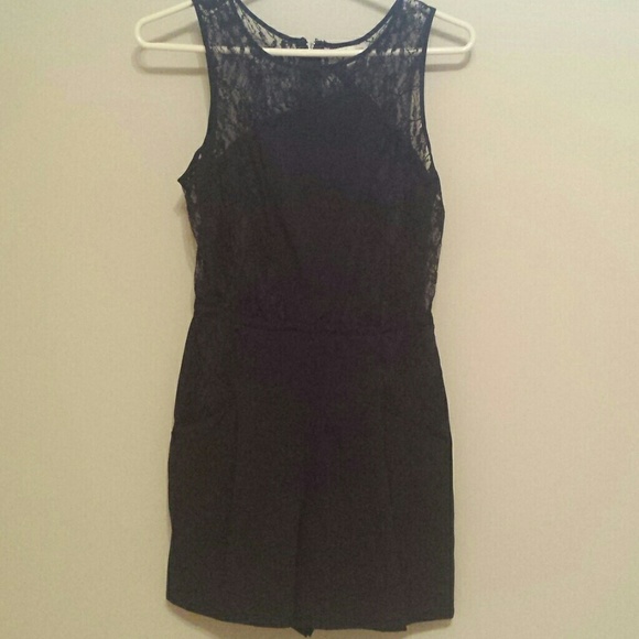 Charlotte Russe black lace back romper