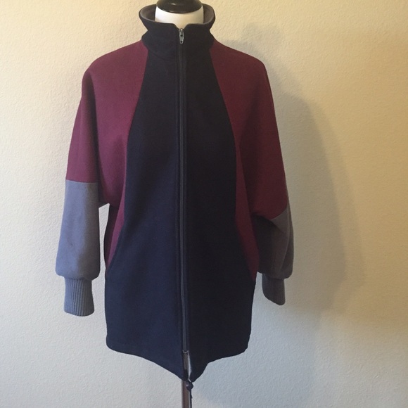 Flash sale! Vintage color block wool coat size M