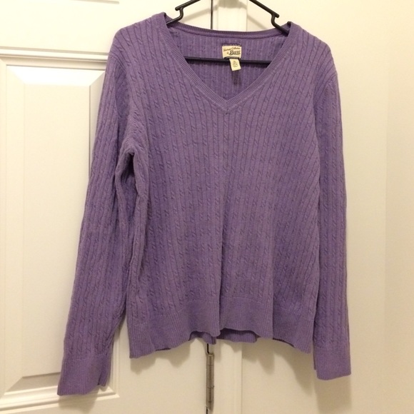 Bass Light Purple Cable Knit Cotton Sweater XL