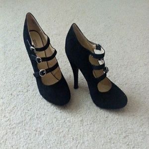 Black strap heels