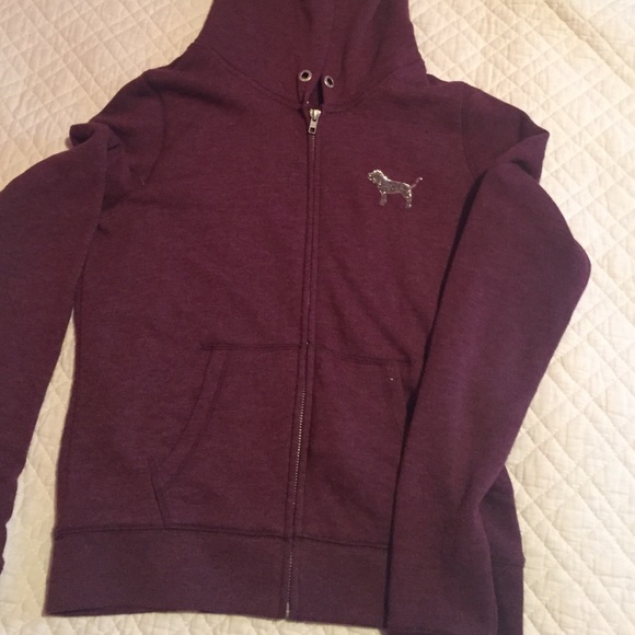 PINK hooded sequin zip sweatshirt