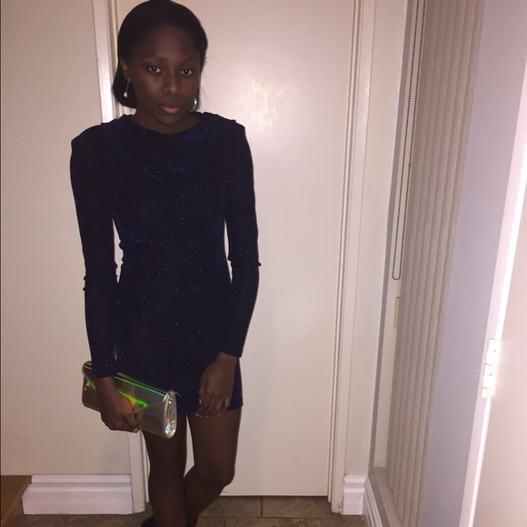 Dark blue hooded dress