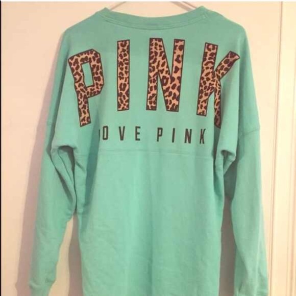 PINK Victoria's Secret Tops - RESERVED Blue Cheetah Sweatshirt Crew