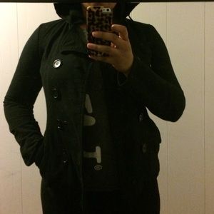 Black hooded short coat