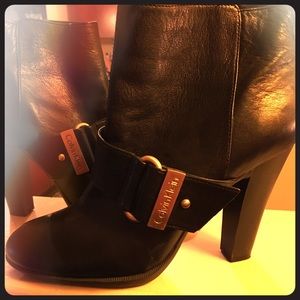 Calvin Klein  Ankle Boots With Gold Logo on side