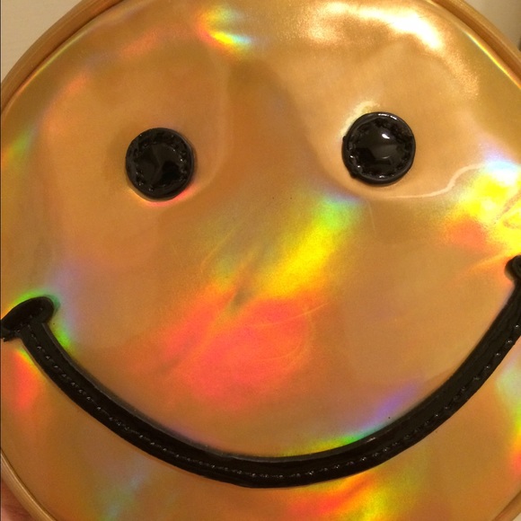 Holographic smiley face purse