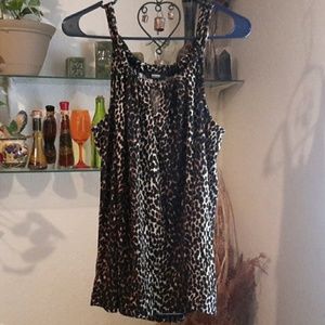 Women's XL Animal Print Tank Top With Keyhole