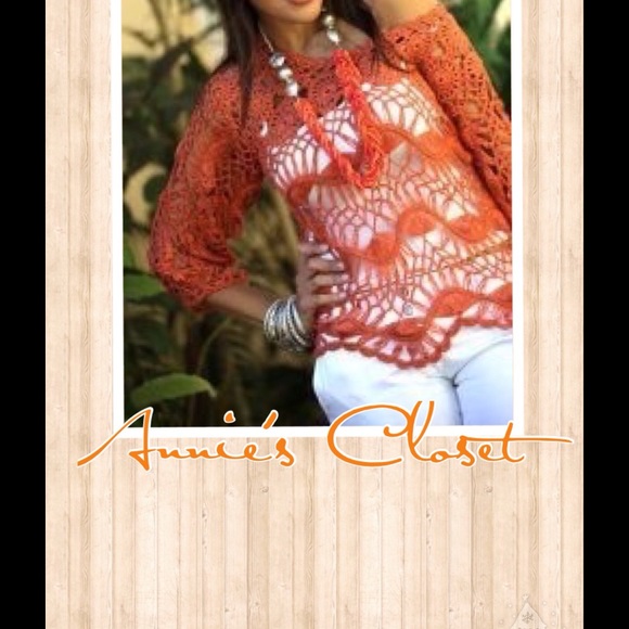 ✨Beautiful Tangerine Crochet Sweater✨