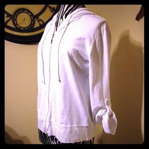 NWT White Zipper Hoodie L