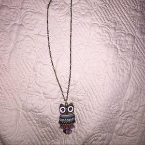 Long chain owl necklace