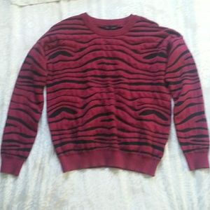 Burgandy zebra print sweater