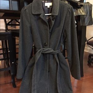 Merona Grey coat with waist tie.