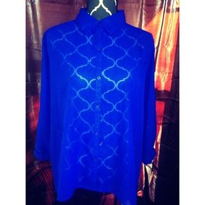 Sheer Long sleeve button down blouse