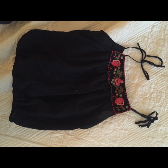 Navy and floral tank