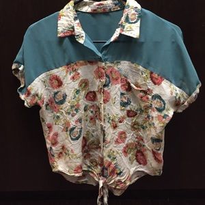 Floral top with tie