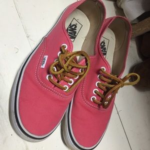 Coral Vans with leather laces