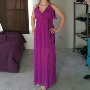 Sheer Fuschia Maxi Dress