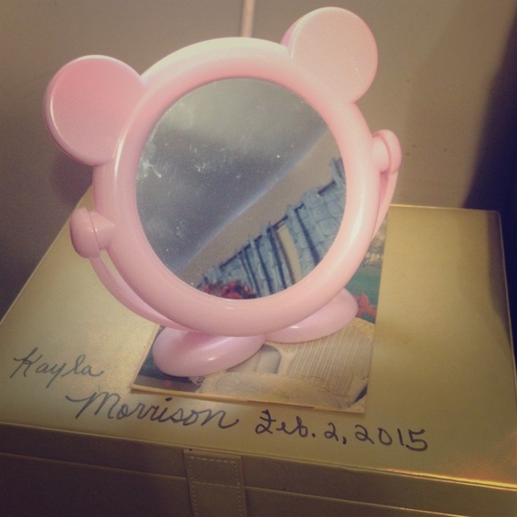 Cute pink bear mirror