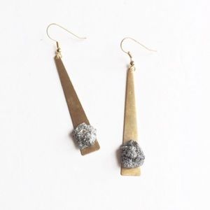 Handmade Brass and Druzy Statement Earrings