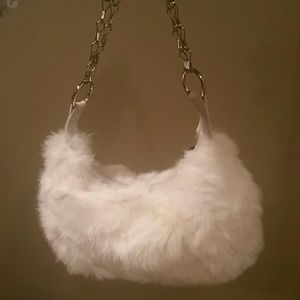 Beautiful white fur purse