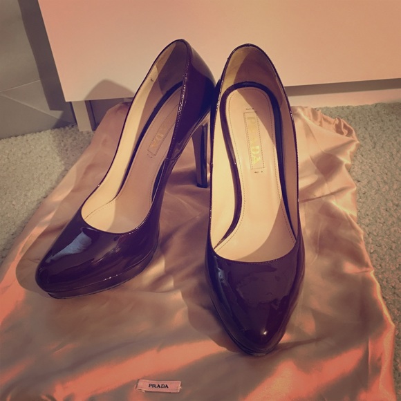 Prada Patent Leather High Heel Platform Pump