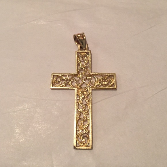 14k solid gold cross pendant