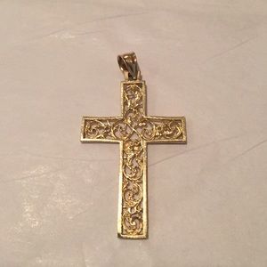 14k solid gold cross pendant