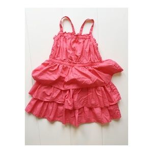 Little girls coral ruffle dress