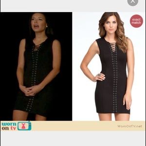 Bebe Sexy Black LBD Lace Up Dress in Black