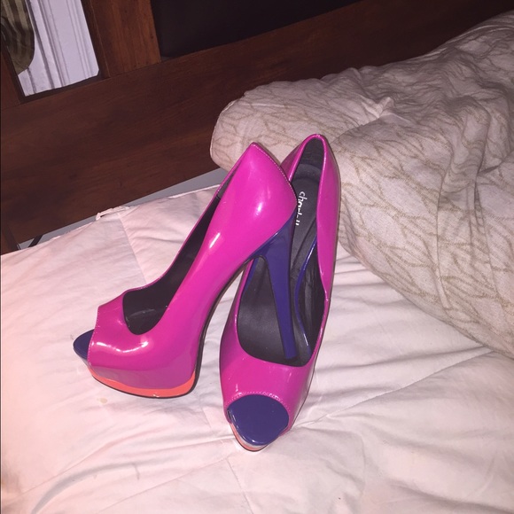 Multi-Color stack heel