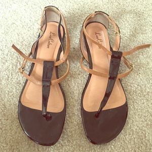 Black and Tan sandal flats