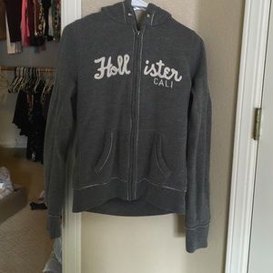 Fluffy hollister zip up hoodie