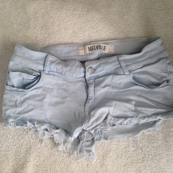 Frayed Light Denim Shorts