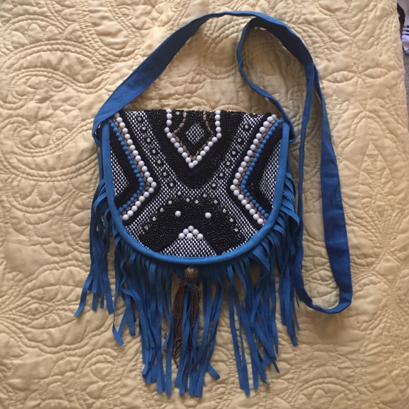 Blue Aztec satchel