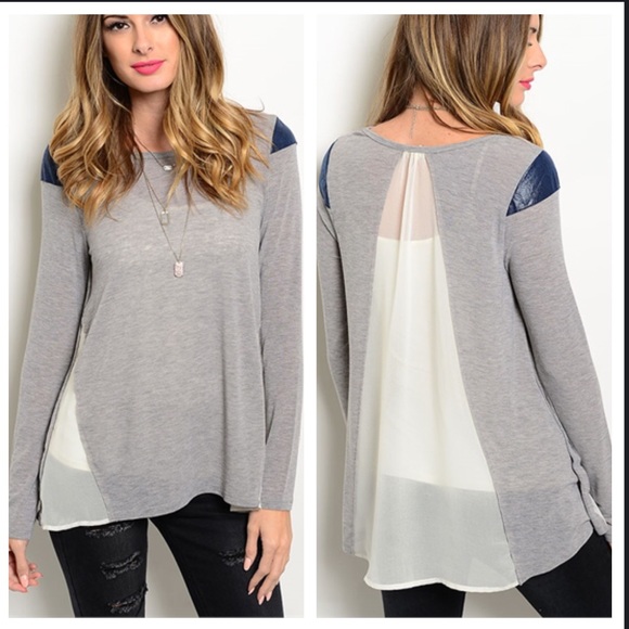 Tops - Mixed Media Gray Top