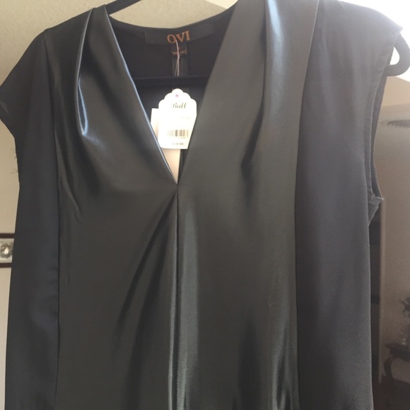 Black Leather Like Dress with Sheer Sides
