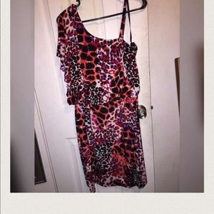 One shoulder strap multi color dress