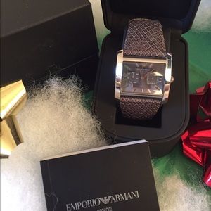 Emporio Armani Orologio Leather Strap Watch
