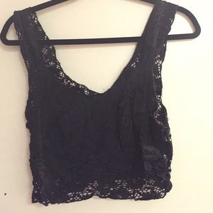 Black Lace Crop Top