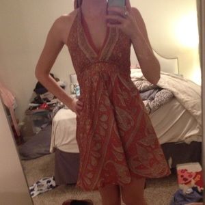 Pink paisley halter top dress