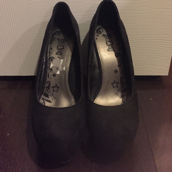 Black Suede Wedge Heels