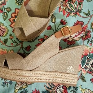 Tory Burch Espadrille Wedges. Size 11.